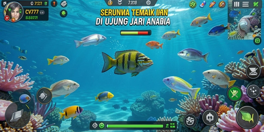 Tangkapan layar gameplay CV777 menampilkan aksi Tembak Ikan yang seru.