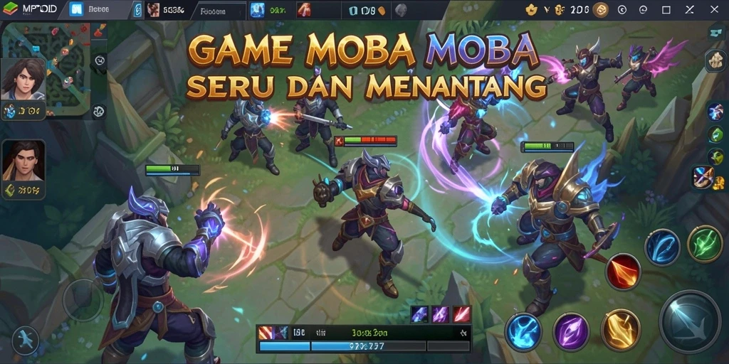 Screenshot MPOID menunjukkan pertarungan seru di arena MOBA.