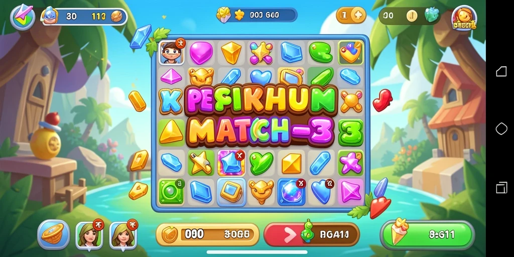 Tampilan gameplay PG11 yang seru dengan tantangan match-3.