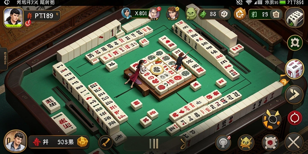 Screenshot gameplay menampilkan deduksi ubin Mahjong yang menarik.