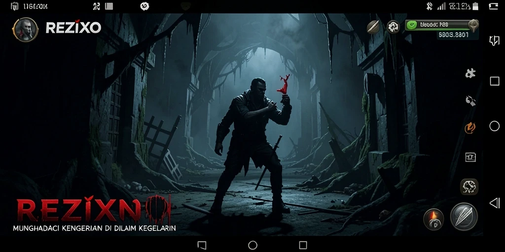 Tampilan gameplay menegangkan dan penuh kengerian di REZIXO.